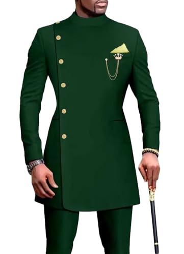 Mi Bo Tong Men's 2 PC Formal Suit Slim Fit Stand Collar Prom Party Suits for Men Jacket Pants Groomsmen Tuxedos2