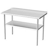 Derro Stainless Steel Table for Prep & Work, 24 x 48 in, NSF Metal Commercial Heavy Duty Table with Backsplash and Adjustable Under Shelf and Foot for Restaurant, Home and Hotel