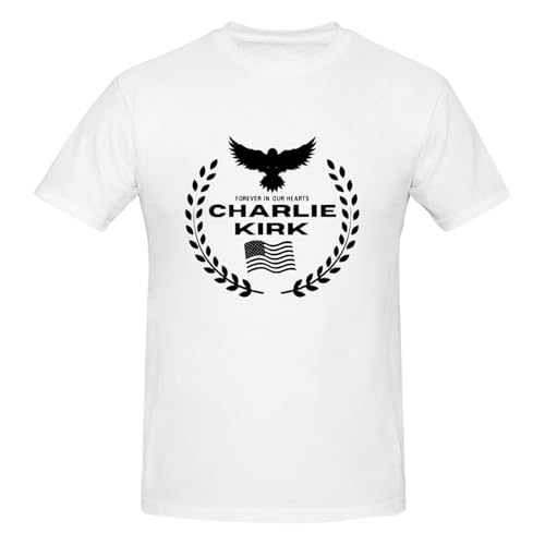 RIP Charlie Kirk T-Shirt Charlie Kirk Forever in Our Hearts Men's Short Sleeve Large