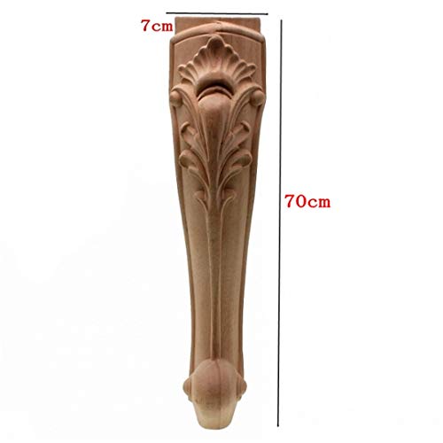 T-Misenosy Tallado Apliques Madera Natural para Patas y pies Muebles molduras Madera sin Pintar calcomanía Accesorios decoración del hogar 70X7cm 1PCS