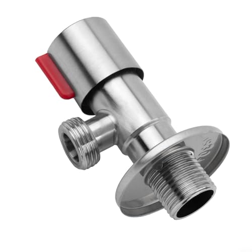 MoSundi Válvula triangular de acero inoxidable para inodoro, baño, cocina, balcón, entrada y salida de 1/2 pulgada, cuarto de vuelta, resistente al óxido, rojo/azul