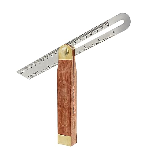 Aracombie Adjustable T-Bevel Gauge with Locking Button,T Bevel Sliding Angle Guage,Carpenter Square Measurement Tool Hardwood Handle with Metric and Imperial Marks