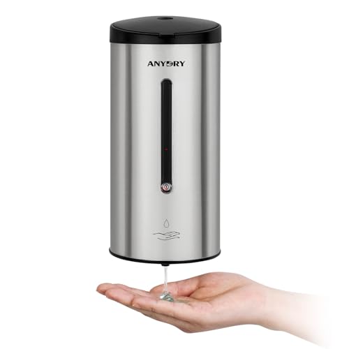 anydry 25oz Brushed Stainless Steel Automatic Liquid Soap Dispenser Wall-Mounted, Commercial Grade, Model 1205E