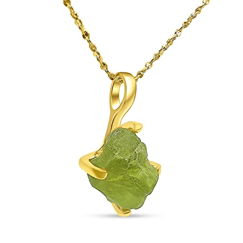 Natural raw peridot chain pendant...