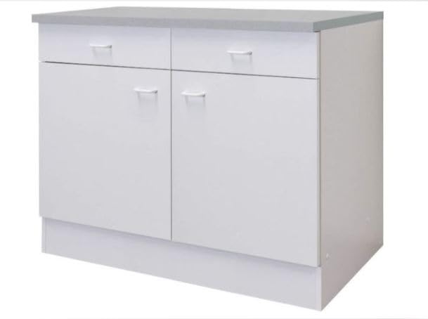 Generisch Küchenschrank - Unterschrank Weiß - 2-türig, 2 Schubladen 100cm B