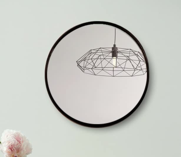 Image of Quality Glass Wall Mirror Metal Frame Round Wall Mirror for Bathroom, Living Room, Vanity Decorative Wall Mirror Wall Mounted (24x24 Inches) - Black