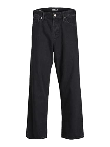 JACK & JONES Herren Jeans Schwarz Baggy Fit Alex ORIGINAL SBD 306 – Stonewashed Denim mit Knopfleiste und weiter Passform