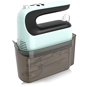 9-Speed Digital Hand Mixer Electric, 400W Powerful DC Motor, Baking Mixer Handheld with Snap-On Storage Case, Touch Button, Turbo Boost, Dough Hooks, Whisk (Ice Blue) 9 Speed Digital Hand Mixer Electric 400W Powerful DC Motor Baking Mixer Handheld with Snap On Storage Case Touch Button Turbo Boost Dough Hooks Whisk Ice Blue