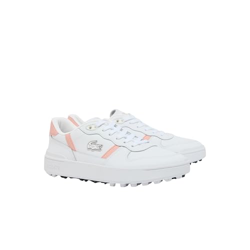 Lacoste Women's T-Clip Leather Golf Shoes – White & Pink, Size 7