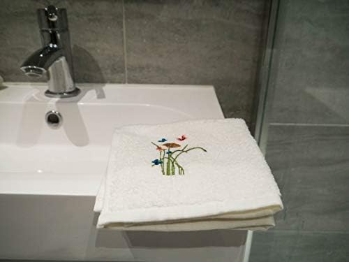 Lex's Linens Floral & Butterfly Embroidered Towels (Set of 2 Face Cloths)
