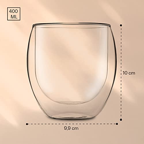 DUOS 4X 310ml Jumbo doppelwandige Gläser Cappuchinogläser, Thermogläser - Set mit Schwebe-Effekt, auch für Tee, Cocktails, EIS, Säfte… – Ansicht 6