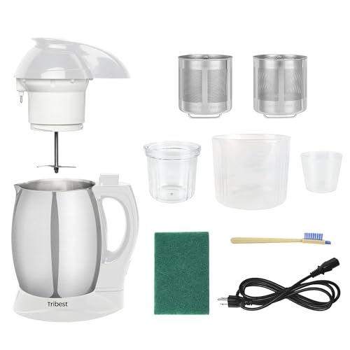 Tribest Soyabella SB-130 Deluxe Automatic Nut Milk Maker & Soy Milk Maker Machine, White/Stainless Steel