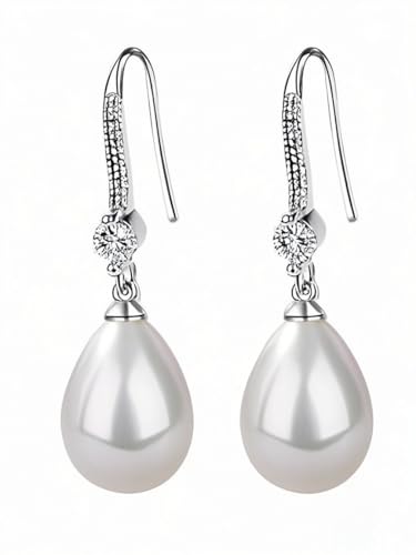 Image of Tivleed Pearl Earrings, Pearl Drop Earrings, Dangle Earrings for Women, Hypoallergenic Bridal Wedding Jewellery Gift, Anniversary Birthday Special Occasion Present