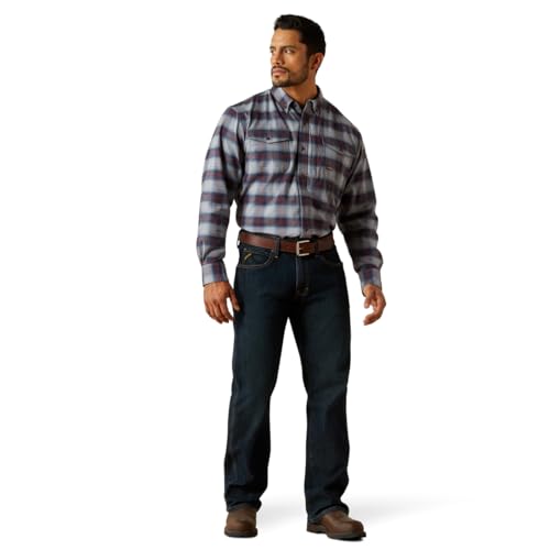 Image of ARIAT Men Rebar Flannel DuraStretch Work Shirt Orion Blue
