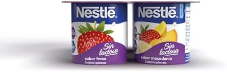 Nestlé Yogur Sin Lactosa Fresa y Macedonia, 4 x 120 g