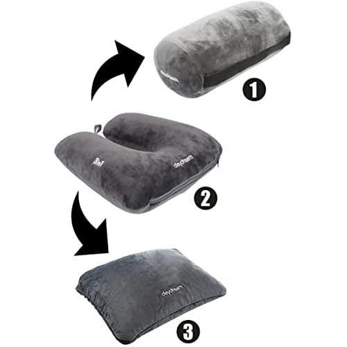 daydream 3 in 1 Nackenkissen mit Mikroperlen - Nackenhörnchen, Reisekissen und Nackenrolle in einem - auch für Camping, Grau