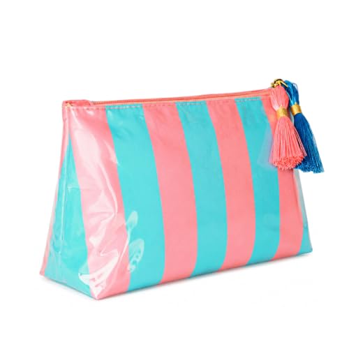 Image of MAYCREATE Striped Makeup Bag Waterproof Coated Cosmetic Pouch