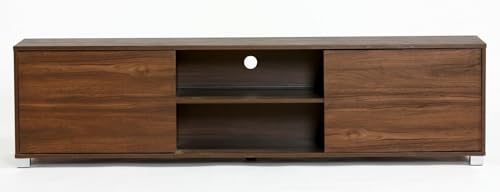Image of DeckUp Cannes 2-Door Engineered Wood TV Entertainment Unit and TV Stand with Storage (Walnut, Matte Finish)