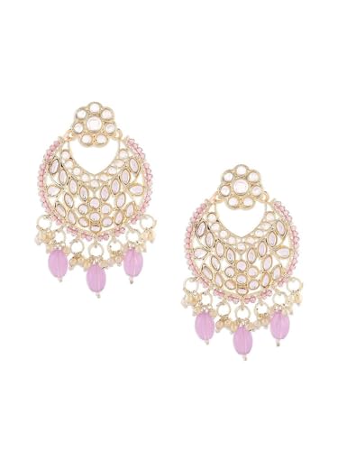 Juego de joyas Kundan DMZ-1792 collar y pendientes de latón chapados en oro talla S