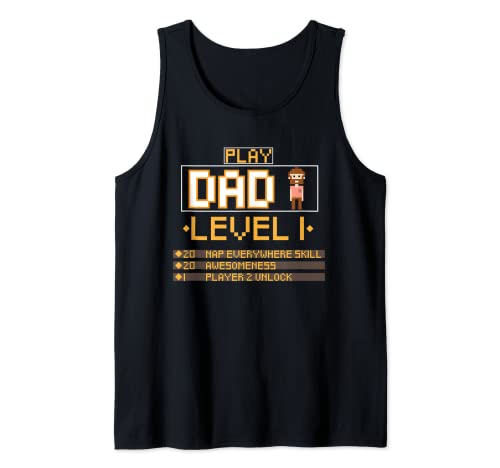 Divertida camiseta de nivel 1 para papá Camiseta sin Mangas