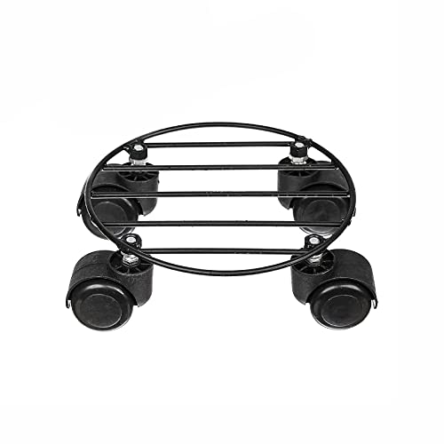 Image of N.A Supplier NAYRA Metal Black Strong Round Plant Stand with Wheels for Flower Pots Outdoor | Indoor Plants Gamla Stand for Living Room, Balcony and Home Garden Wheels Plant Stand(Black Set of 1)