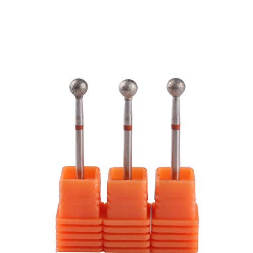 MZCMSL 3pcs 5mm Ball Head Cuticle Clean Drill Bits, Diamond Nail Bits