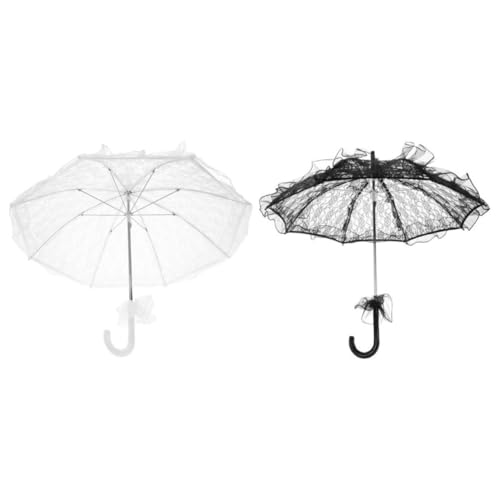 Operitacx 2 Piezas Paraguas de Encaje para Boda y Halloween, Sombrilla Decorativa para Fotografía y Fiesta, Diseño Elegante para Novias y Eventos al Aire Libre