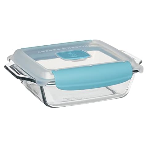 Anchor Hocking 8 Inch Square Cake Dish with TrueLock Locking Lid Bakeware Cover
