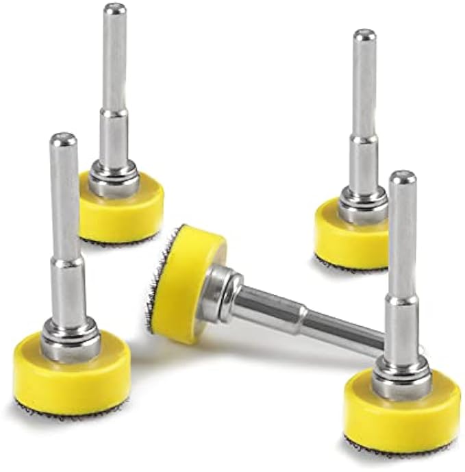 LEONTOOL 5 PCS Hook and Loop Sanding Discs Pad Kit 1 Inch Drill Attachment Backing Pads Hook and Loop Backing Pads with 1/4-Inch Shank Drill Adapter for Polishing