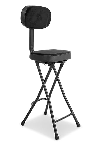 GEWA siège de clavier noir, assise en velours noir 35x26 cm, rembourrage 6,5 cm, pliable, dossier réglable