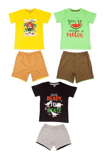 TMT Boys Cotton Tshirt and Shorts Combo Boys Dress Set- Pack of 3 (Tshirts and Shorts)