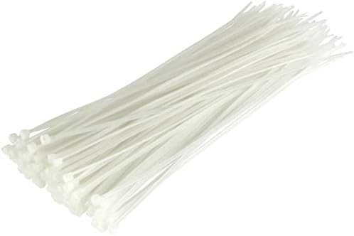 GTSE 8 Inch White/Clear Zip Ties, 100 Pack, 18lb Strength, UV Resistant Strong Nylon Cable Ties, Self-Locking 8" Tie Wraps
