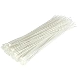 GTSE 8 Inch White/Clear Zip Ties, 100 Pack, 18lb Strength, UV Resistant Strong Nylon Cable Ties, Sel