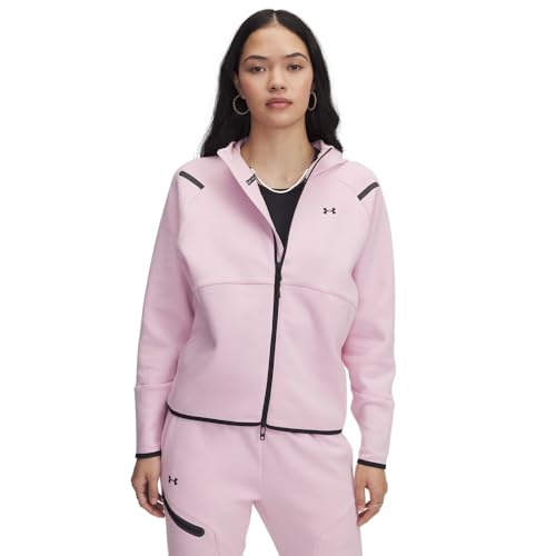 Under Armour Women's Unstoppable Fleece Full Zip, (647) Prime Pink / / Black, Large