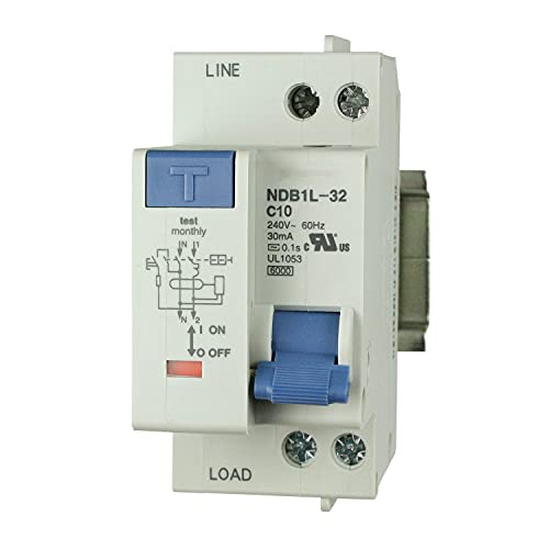 Automation Systems Interconnect Ndb1L-32C-10-120V Din Rail Mount Ground Fault Circuit Breaker, Ul 1053 Ground Fault Sensing, Leakage Current 30 Ma, 10 Amp, 120V #TOP12
