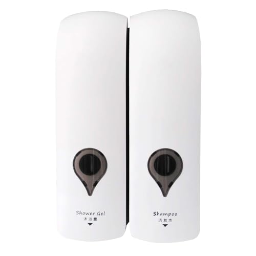 Decdeal 2 x 300ml Dispensador de Jabón de Pared, Ducha, Champú, Loción, Espacio para Baño Cocina Hotel