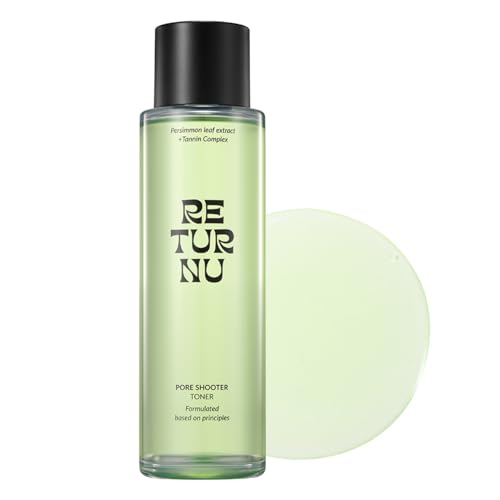 Returnu PoreShooter Toner, Toner for Oily Skin and Blackheads with Persimmon Leaf, Natural BHA & Triple Hyaluronic Acid, Exfoliates & Minimizes Pores, Vegan Korean Skincare (150ml / 5.07 fl. oz)