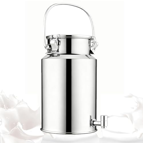 Pot a Lait INOX Bidon De Transport De Lait De Ferme 3L/5L/10L/15L Bidon De Baratte À Lait Pot Seau À Vin Baril Seau À Eau Huile Réservoir À Thé Réservoir Scellé en Acier Inoxydable (3L)