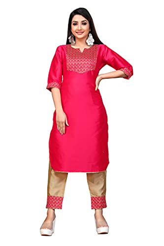Ensemble kurti et pantalon en soie travaillée de qualité supérieure