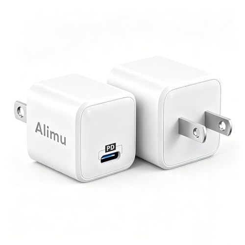 Image of Alimu USB C Charger Block 20W, Compact Fast Charger for iPhone 17 /16 /15 /14 /13 Series, Galaxy S25 /S24 /S23 /S22 /S22 Ultra /S21 /S20 /S10 /S9 /S8 /S7 /Edge /Note 10, Pixel 4 /3, iPad (White, 2 Pack)