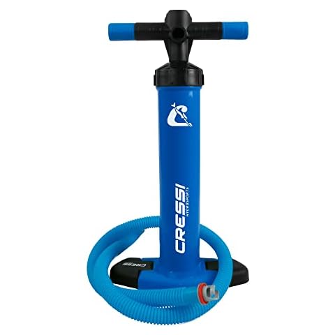 Cressi Feather High Pressure Inflation Hand Pump Bomba manual compacta de alta presión de 1100 cc 15 PSI, 1 BAR con manómetro, Unisex adulto, Azul, One Size Cover