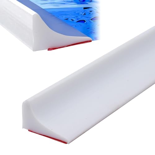 Hinapan 2 m Schwallschutzleiste Dusche selbstklebend, Küchenarbeitsplatte Wasserschutzstreifen, wasserdichter Silikon-Wasserstopper, Nass-Trocken-Trennung in Bad und Küche (Weiß)