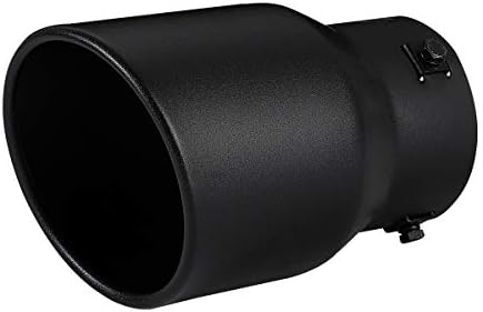TriTrust Exhaust Tip, 2.5-3 inch inlet adjustable,Fit 2.5''/2.75''/3'' Outer diameter Tailpipe, 4.5'' Outlet 7'' Long Muffler Tip, Black Powder Coated Stainless Steel Tail Tip