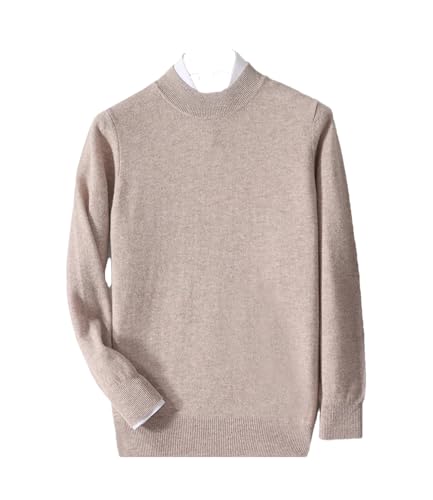Men Merino Wool Sweater Spring Autumn Half High Collar Pullovers Sweater Long Sleeve Soft Knit Tops Brown Gray