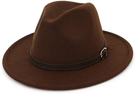Fange Men & Women Panama Hat Classic Wide Brim Fedora Hat with Belt Buckle