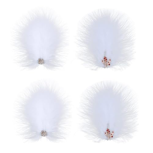MWOOT 4Pcs Pasadores de Pelo con Plumas Blancas, Accesorios Hechos a Mano con Piedras de Strass, Broches para Mujeres y Niñas, Pinzas para el Pelo para Fiesta miniatura 1