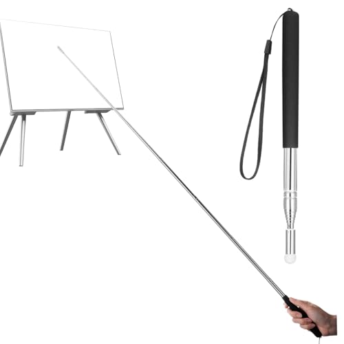 Gjinxi Bastão de ponteiro de professor com cordão de mão, ponteiro telescópico para sala de aula, le