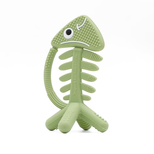 Image of 3in1 Infant Toys, Baby Teething Toys 3-6 6-12 Months, Teethers for Babies 3-6-12 Months, for Teething Relief, Baby Gift, Silicone,Sensory Toys 0-6 Months,USA Patent Pending,Fish,(Olive)