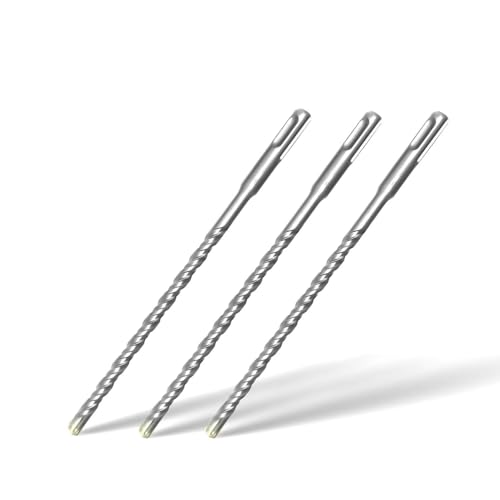 Lot de 3 Foret SDS Plus 8mm x 200mm,avec 4 taillants en carbure et double vis,pour béton,pierre naturelle