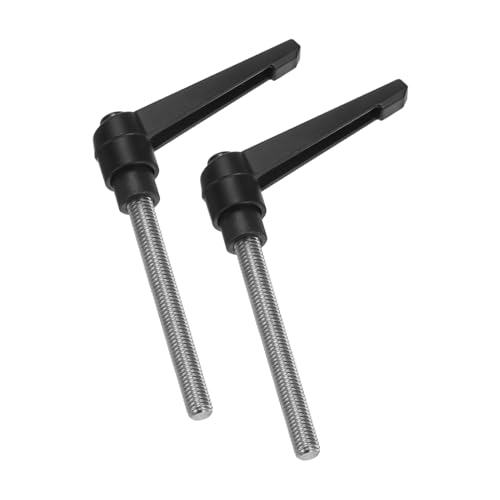 Image of uxcell 2pcs Clamping Lever Handles, M8 x 70mm 304 Stainless Steel Threaded Male Stud, Adjustable Handles Locking Quick Release Ratchet Push Button Bolt Knobs, Black